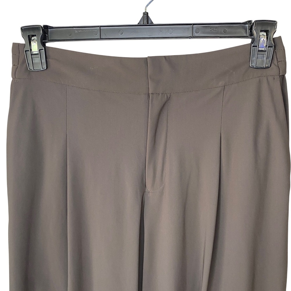 Athleta Brooklyn Wide Leg Pants Brown Pleated Performance Trousers Womens 8 - Picture 4 of 16
